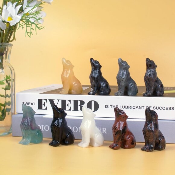 2.1 Inch Red Obsidian Wolf Healing Crystal Stone Energy Gemstones Statue - Picture 6 of 6